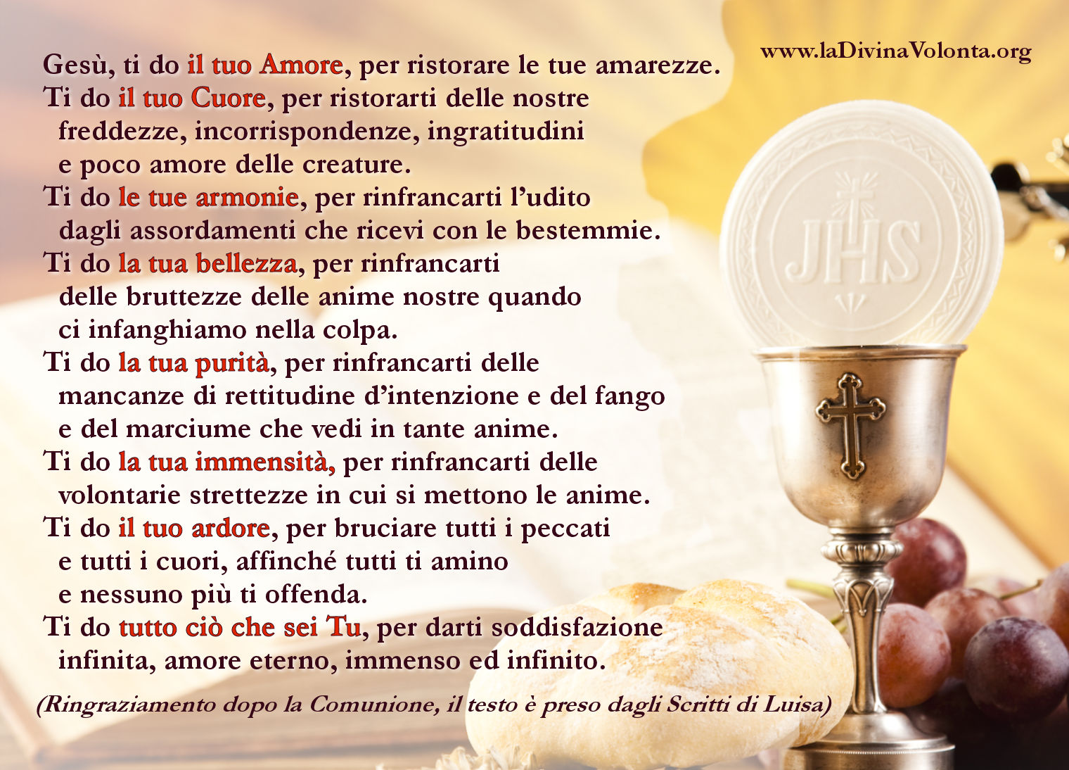 Preghiere Prima E Dopo La Comunione Cartoline con le preghiere